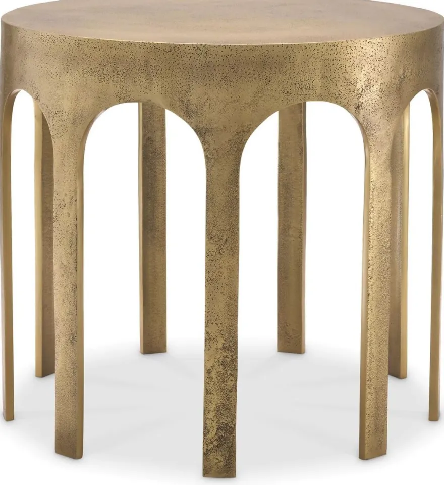 Casa Padrino Luxus Beistelltisch Vintage Messing Ø 55 x H. 50 cm - Runder Aluminium Tisch - Aluminium Möbel - Wohnzimmer Möbel - Luxus Möbel - Luxus Einrichtung - Wohnzimmer Einrichtung