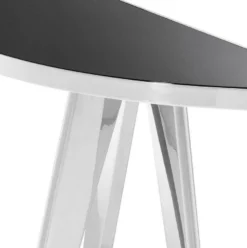 Casa Padrino Luxus Beistelltisch Silber / Schwarz 100 x 35 x H. 81 cm - Edelstahl Tisch mit Glasplatte - Luxus Wohnzimmer Möbel