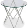Casa Padrino Luxus Beistelltisch Silber Ø 60 x H. 55 cm - Runder Edelstahl Tisch mit Glasplatte - Luxus Möbel