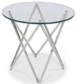 Casa Padrino Luxus Beistelltisch Silber Ø 60 x H. 55 cm - Runder Edelstahl Tisch mit Glasplatte - Luxus Möbel