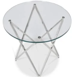 Casa Padrino Luxus Beistelltisch Silber Ø 60 x H. 55 cm - Runder Edelstahl Tisch mit Glasplatte - Luxus Möbel