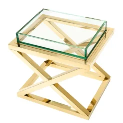 Casa Padrino Luxus Beistelltisch / Wohnzimmertisch Gold 61 x 48 x H. 58,5 cm - Hotel Möbel