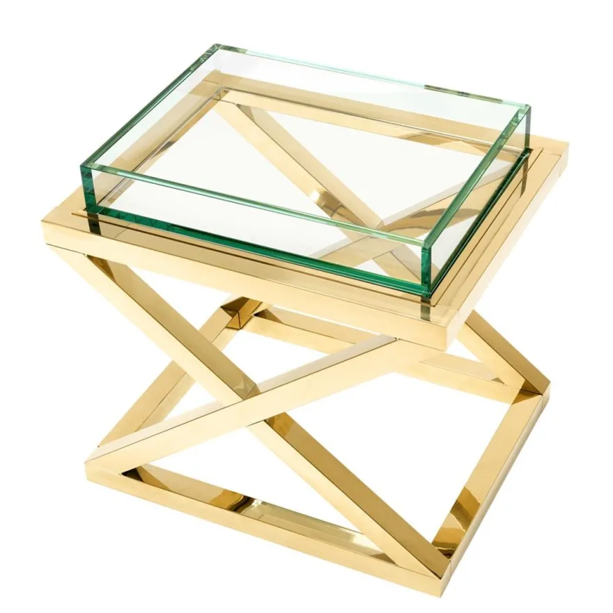 Casa Padrino Luxus Beistelltisch / Wohnzimmertisch Gold 61 x 48 x H. 58,5 cm - Hotel Möbel
