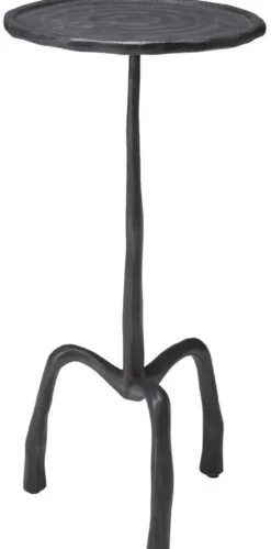 Casa Padrino Luxus Beistelltisch Bronzefarben Ø 27,5 x H. 57,5 cm - Runder Metall Tisch in Holzoptik - Wohnzimmer Möbel - Luxus Möbel
