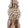 Casa Padrino Luxus Beistelltisch Hund Kupfer Ø 48,5 x H. 64 cm - Runder Kunstharz Tisch mit Glasplatte - Wohnzimmer Möbel - Luxus Möbel - Luxus Einrichtung - Wohnzimmer Einrichtung