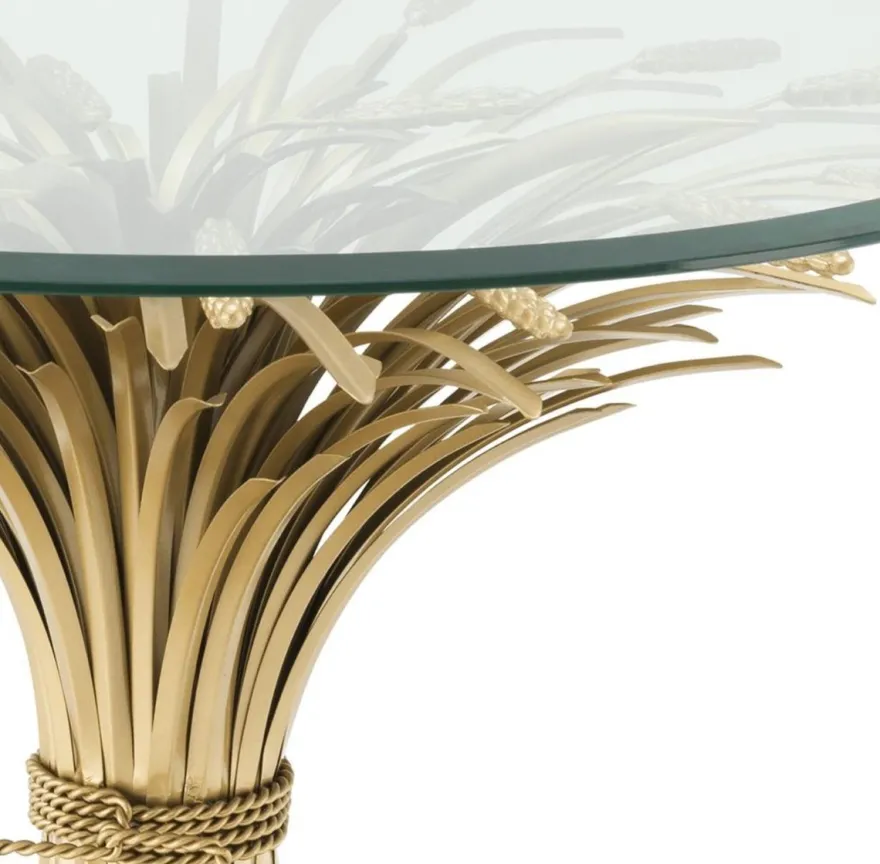 Casa Padrino Luxus Beistelltisch Antik Gold Ø 90 x H. 70 cm - Runder Designer Beistelltisch mit abgeschrägter Tischplatte