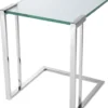 Casa Padrino Luxus Beistelltisch Silber 45 x 45,5 x H. 56,5 cm - Edelstahl Tisch mit Glasplatte - Luxus Wohnzimmer Möbel