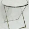 Casa Padrino Luxus Beistelltisch Silber / Weiß Ø 75 x H. 76 cm - Runder Edelstahl Tisch mit Marmorplatte