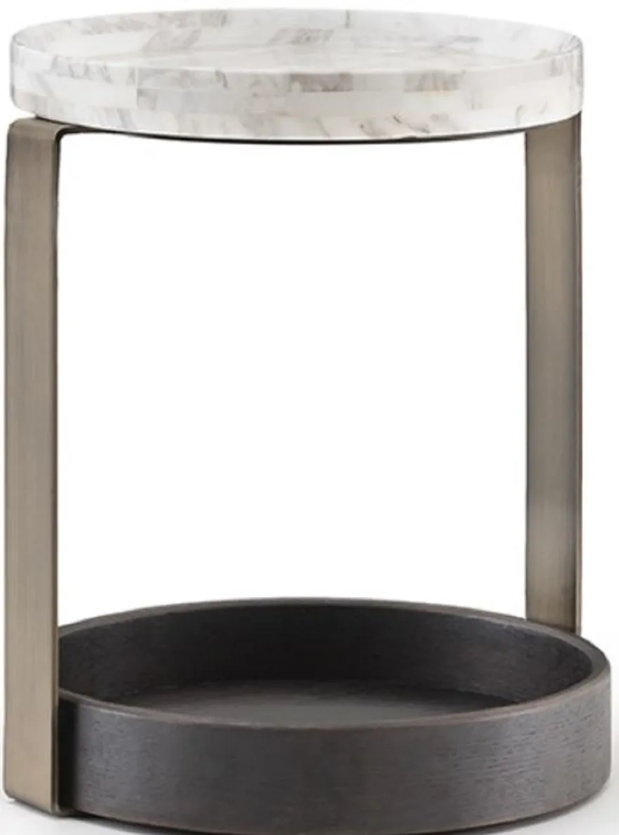 Casa Padrino Luxus Beistelltisch Weiß / Messingfarben / Anthrazitgrau 40 x 35 x H. 48 cm - Moderne Wohnzimmer Möbel - Luxus Kollektion