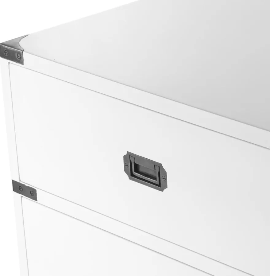 Casa Padrino Luxus Beistelltisch mit 3 Schubladen Weiß 71 x 40,5 x H. 74 cm - Wohnzimmermöbel