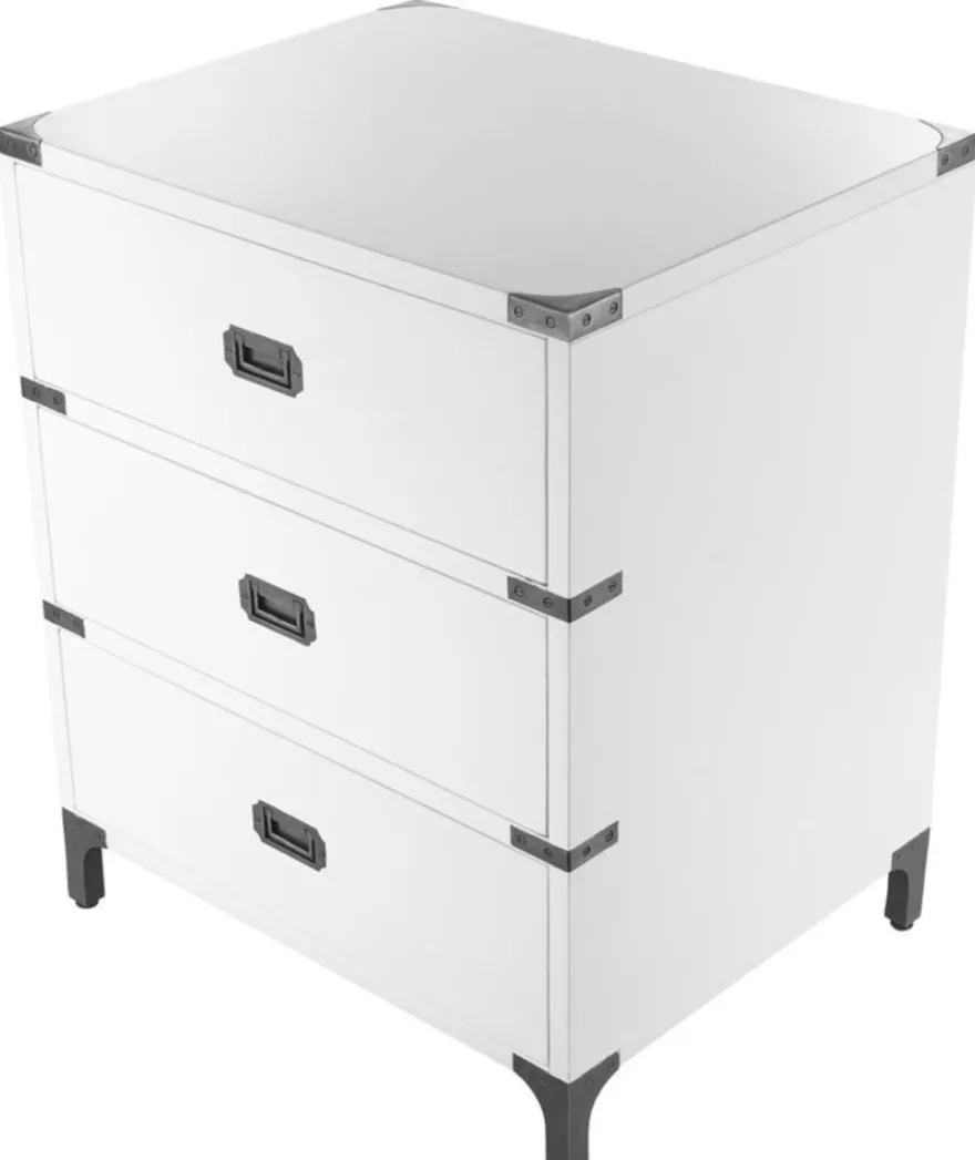 Casa Padrino Luxus Beistelltisch mit 3 Schubladen Weiß 71 x 40,5 x H. 74 cm - Wohnzimmermöbel