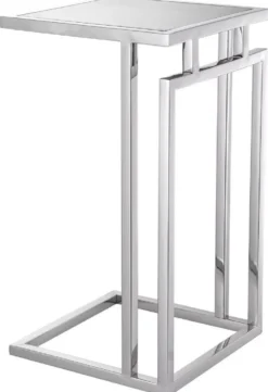 Casa Padrino Luxus Beistelltisch Silber / Grau 33 x 33 x H. 60 cm - Edelstahl Tisch mit Glasplatte - Wohnzimmer Möbel - Luxus Möbel - Luxus Einrichtung - Luxus Interior