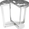 Casa Padrino Luxus Beistelltisch Silber / Grau Ø 60 x H. 50,5 cm - Edelstahl Tisch mit Marmorplatten - Luxus Wohnzimmer Möbel
