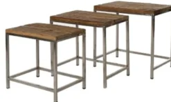 Casa Padrino Luxus Beistelltisch Set Braun / Silber 45 x 30 x H. 45 cm - Beistelltische mit Metall Untergestell