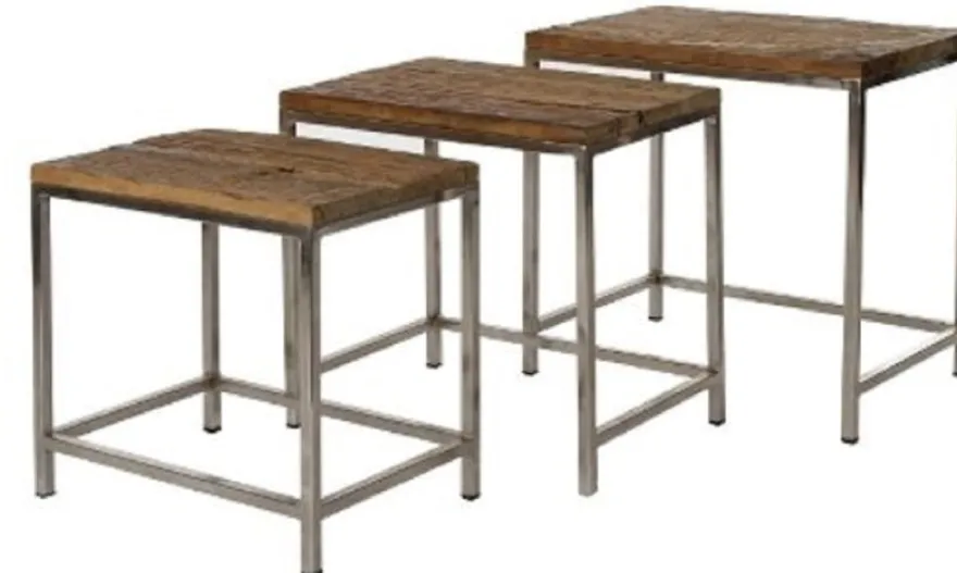 Casa Padrino Luxus Beistelltisch Set Braun / Silber 45 x 30 x H. 45 cm - Beistelltische mit Metall Untergestell