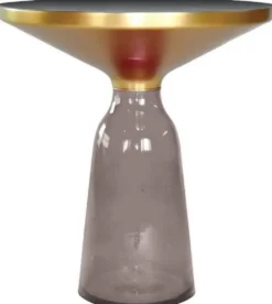 Casa Padrino Luxus Beistelltisch Schwarz / Grau / Gold Ø 50 x H. 53 cm - Runder Glas Tisch - Moderne Wohnzimmer Möbel