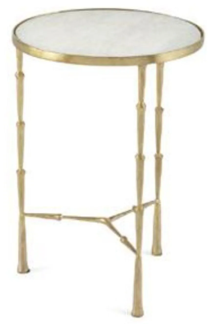 Casa Padrino Luxus Beistelltisch Bambus Design Gold Finish / weißer Marmor 46 x 46 x H 66 cm - Hotel Collection