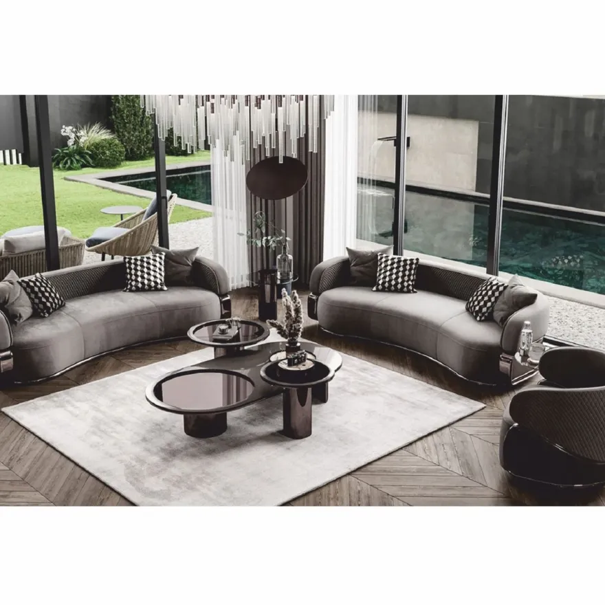 Casa Padrino Luxus Beistelltisch mit Glasplatte Bronze / Grau H. 50 cm - Luxus Möbel
