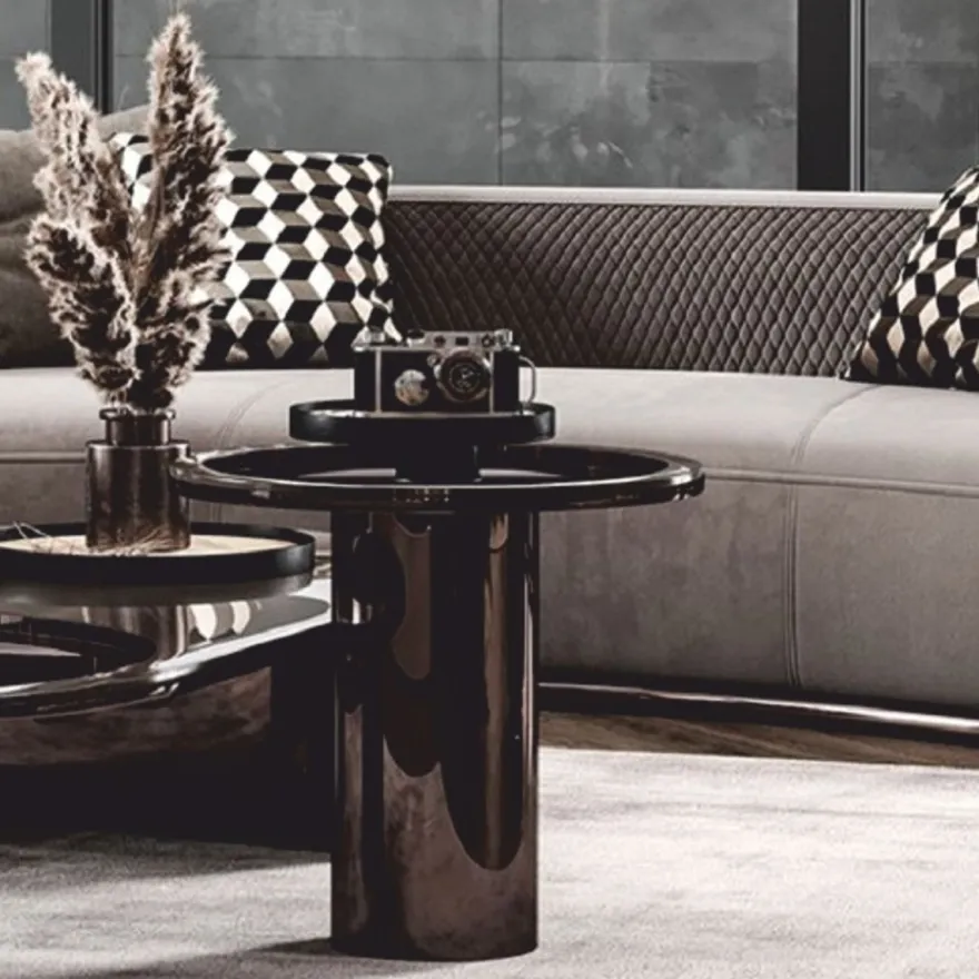 Casa Padrino Luxus Beistelltisch mit Glasplatte Bronze / Grau H. 50 cm - Luxus Möbel