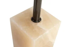 Casa Padrino Luxus Beistelltisch Ø 21 x H. 64 cm - Runder Onyx Tisch mit Edelstahl Fuß - Luxus Möbel