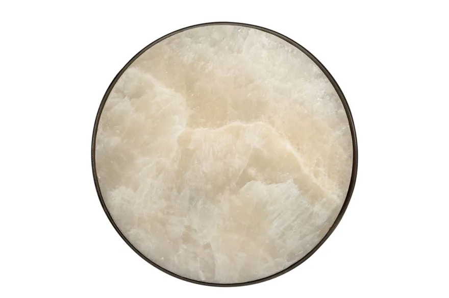 Casa Padrino Luxus Beistelltisch Ø 21 x H. 64 cm - Runder Onyx Tisch mit Edelstahl Fuß - Luxus Möbel