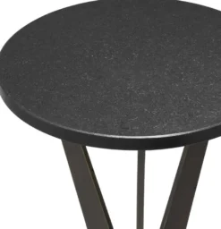 Casa Padrino Luxus Beistelltisch Schwarz / Bronzefarben Ø 30,5 x H. 52 cm - Runder Tisch mit Granitplatte und Metall Beinen - Wohnzimmer Möbel - Luxus Möbel