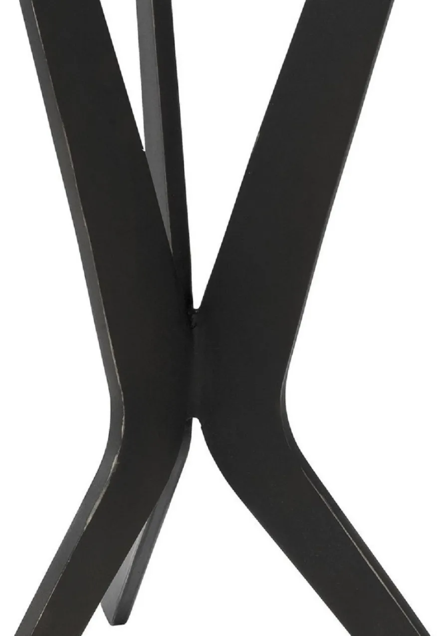 Casa Padrino Luxus Beistelltisch Schwarz / Bronzefarben Ø 30,5 x H. 52 cm - Runder Tisch mit Granitplatte und Metall Beinen - Wohnzimmer Möbel - Luxus Möbel