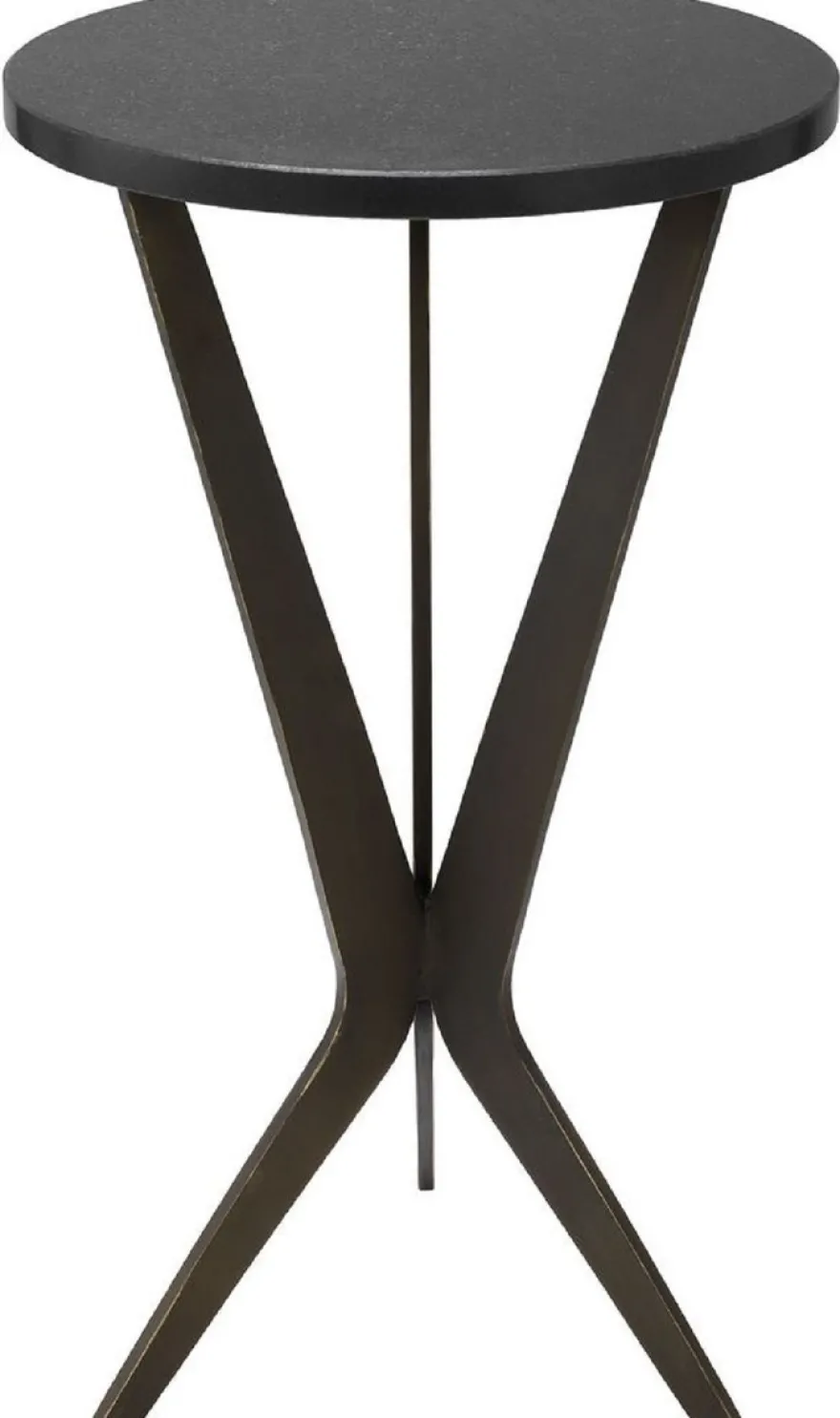 Casa Padrino Luxus Beistelltisch Schwarz / Bronzefarben Ø 30,5 x H. 52 cm - Runder Tisch mit Granitplatte und Metall Beinen - Wohnzimmer Möbel - Luxus Möbel