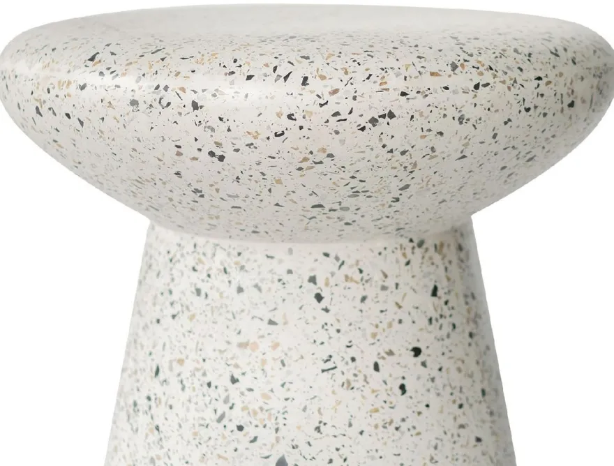 Casa Padrino Luxus Beistelltisch / Hocker Weiß Ø 50 x H. 47 cm - Runder Beton Tisch / Sitzhocker - Wohnzimmer Möbel - Luxus Möbel - Beton Möbel - Luxus Einrichtung - Wohnzimmer Einrichtung