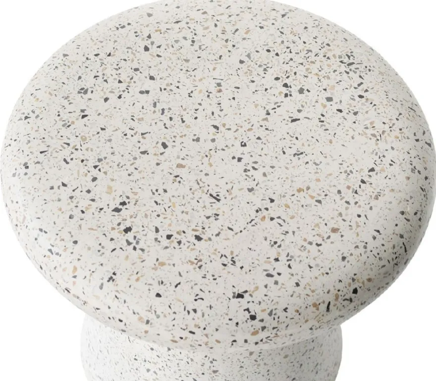Casa Padrino Luxus Beistelltisch / Hocker Weiß Ø 50 x H. 47 cm - Runder Beton Tisch / Sitzhocker - Wohnzimmer Möbel - Luxus Möbel - Beton Möbel - Luxus Einrichtung - Wohnzimmer Einrichtung