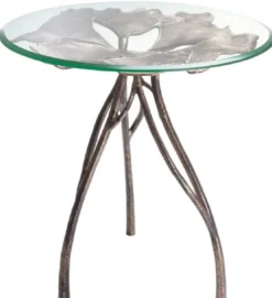 Casa Padrino Luxus Beistelltisch Vintage Messing Ø 58 x H. 56,5 cm - Runder Aluminium Tisch mit Glasplatte - Luxus Möbel - Wohnzimmer Möbel - Hotel Möbel - Luxus Einrichtung