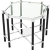 Casa Padrino Luxus Beistelltisch mit Glasplatte Silber / Schwarz 72,5 x 72,5 x H. 55,5 cm - Wohnzimmermöbel
