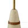 Casa Padrino Luxus Beistelltisch Braun / Messing / Beige Ø 40 x H. 74,5 cm - Runder Tisch mit Marmorfuß - Wohnzimmer Möbel - Luxus Möbel