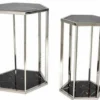 Casa Padrino Luxus Beistelltisch Set Silber / Schwarz - Edelstahl Tische mit Marmorplatten - Luxus Kollektion
