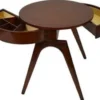 Casa Padrino Luxus Beistelltisch Dunkelbraun Ø 54 x H. 54 cm - Runder Mahagoni Tisch mit 2 Schubladen - Luxus Qualität