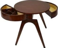 Casa Padrino Luxus Beistelltisch Dunkelbraun Ø 54 x H. 54 cm - Runder Mahagoni Tisch mit 2 Schubladen - Luxus Qualität