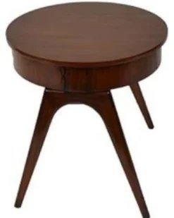Casa Padrino Luxus Beistelltisch Dunkelbraun Ø 54 x H. 54 cm - Runder Mahagoni Tisch mit 2 Schubladen - Luxus Qualität