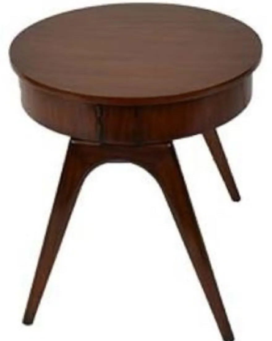 Casa Padrino Luxus Beistelltisch Dunkelbraun Ø 54 x H. 54 cm - Runder Mahagoni Tisch mit 2 Schubladen - Luxus Qualität