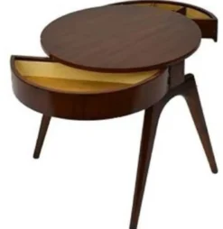 Casa Padrino Luxus Beistelltisch Dunkelbraun Ø 54 x H. 54 cm - Runder Mahagoni Tisch mit 2 Schubladen - Luxus Qualität