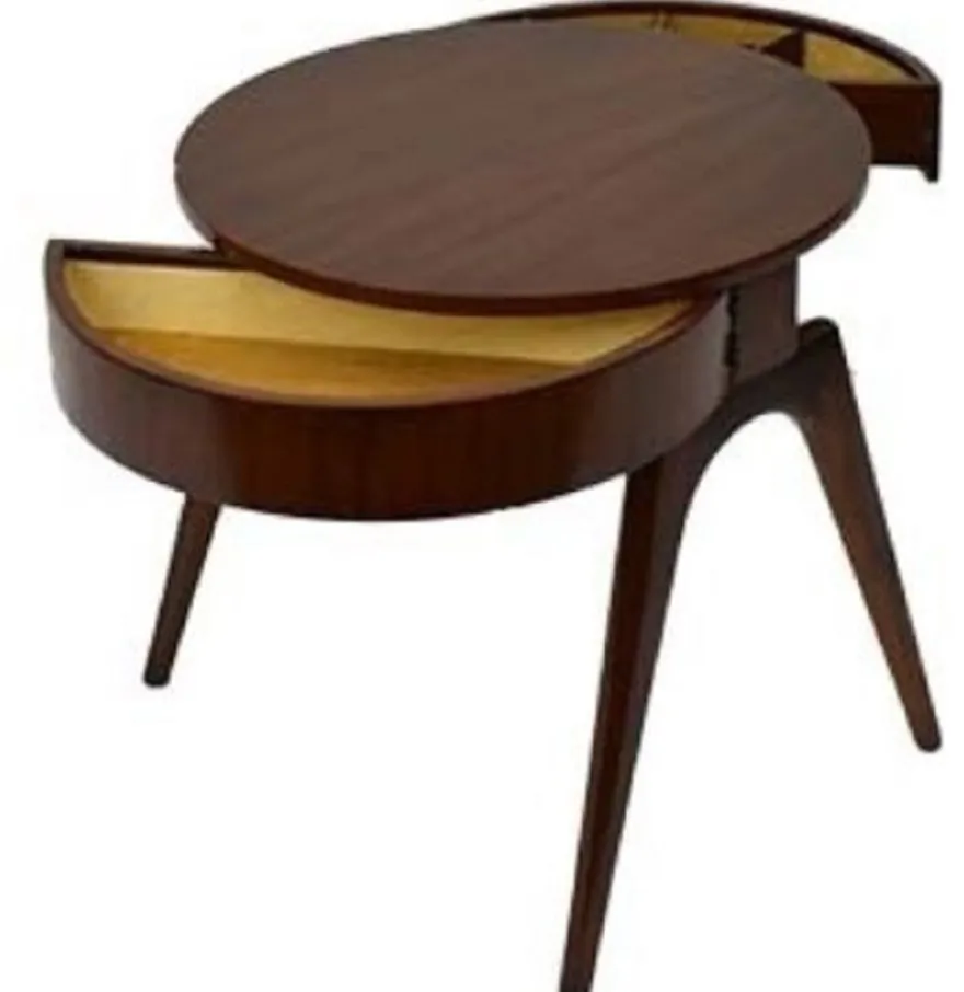 Casa Padrino Luxus Beistelltisch Dunkelbraun Ø 54 x H. 54 cm - Runder Mahagoni Tisch mit 2 Schubladen - Luxus Qualität