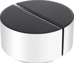 Casa Padrino Luxus Beistelltisch Set Silber / Schwarz - 2 halbkreisförmige Edelstahl Tische mit abgeschrägten Glasplatten - Luxus Wohnzimmer Möbel