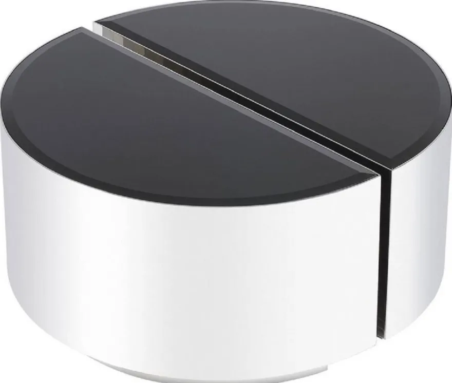 Casa Padrino Luxus Beistelltisch Set Silber / Schwarz - 2 halbkreisförmige Edelstahl Tische mit abgeschrägten Glasplatten - Luxus Wohnzimmer Möbel