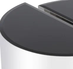 Casa Padrino Luxus Beistelltisch Set Silber / Schwarz - 2 halbkreisförmige Edelstahl Tische mit abgeschrägten Glasplatten - Luxus Wohnzimmer Möbel