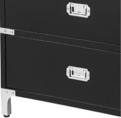 Casa Padrino Luxus Beistelltisch mit 3 Schubladen Schwarz 71 x 40,5 x H. 74 cm - Wohnzimmermöbel