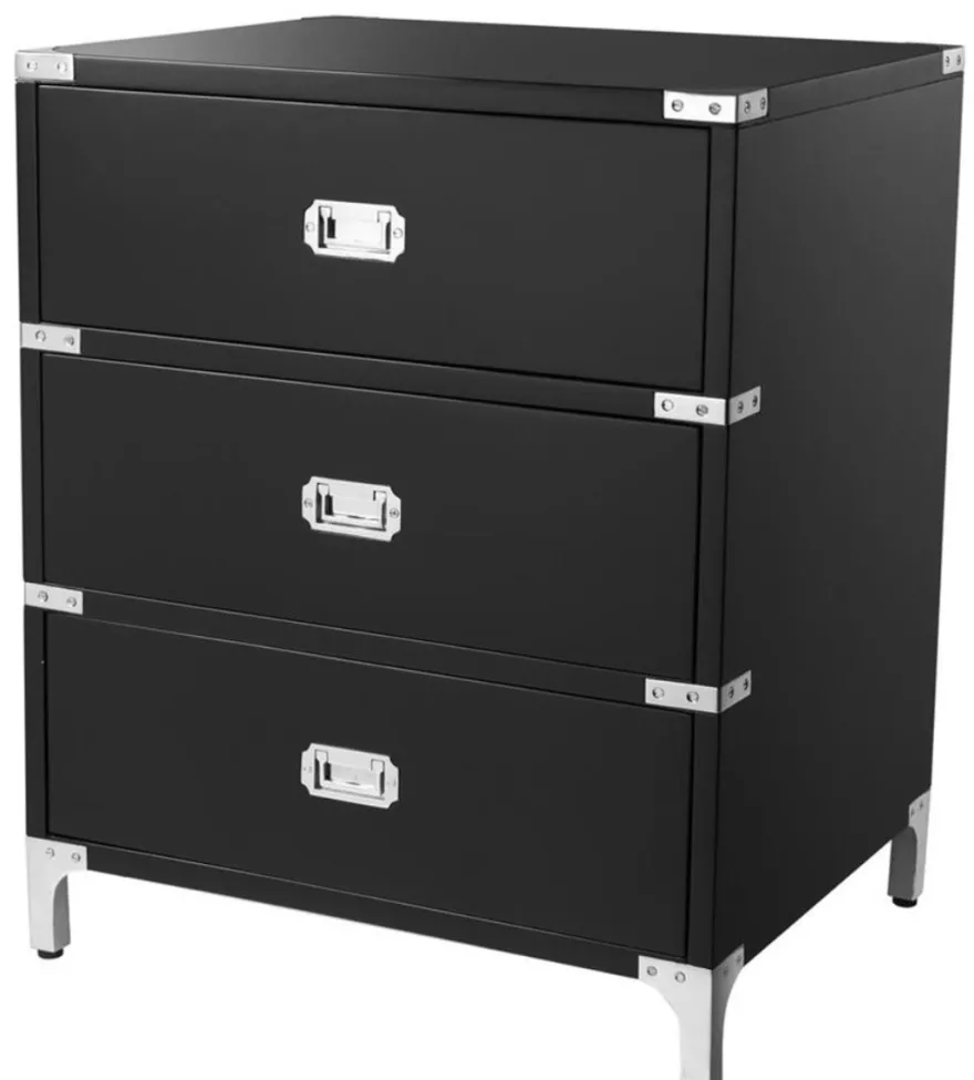 Casa Padrino Luxus Beistelltisch mit 3 Schubladen Schwarz 71 x 40,5 x H. 74 cm - Wohnzimmermöbel