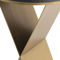 Casa Padrino Luxus Beistelltisch Messingfarben / Schwarz Ø 50 x H. 70 cm - Runder Edelstahl Tisch mit Glasplatte - Wohnzimmer Möbel - Luxus Kollektion