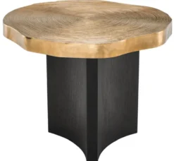 Casa Padrino Luxus Beistelltisch Messingfarben / Schwarz Ø 63,5 x H. 50,5 cm - Luxuriöser Beistelltisch mit Tischplatte im Baumscheiben Design