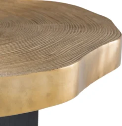 Casa Padrino Luxus Beistelltisch Messingfarben / Schwarz Ø 63,5 x H. 50,5 cm - Luxuriöser Beistelltisch mit Tischplatte im Baumscheiben Design
