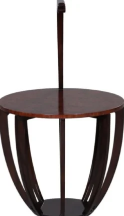Casa Padrino Luxus Beistelltisch Dunkelbraun / Braun Ø 50 x H. 88 cm - Kleiner Getränke Tisch mit Tragegriff