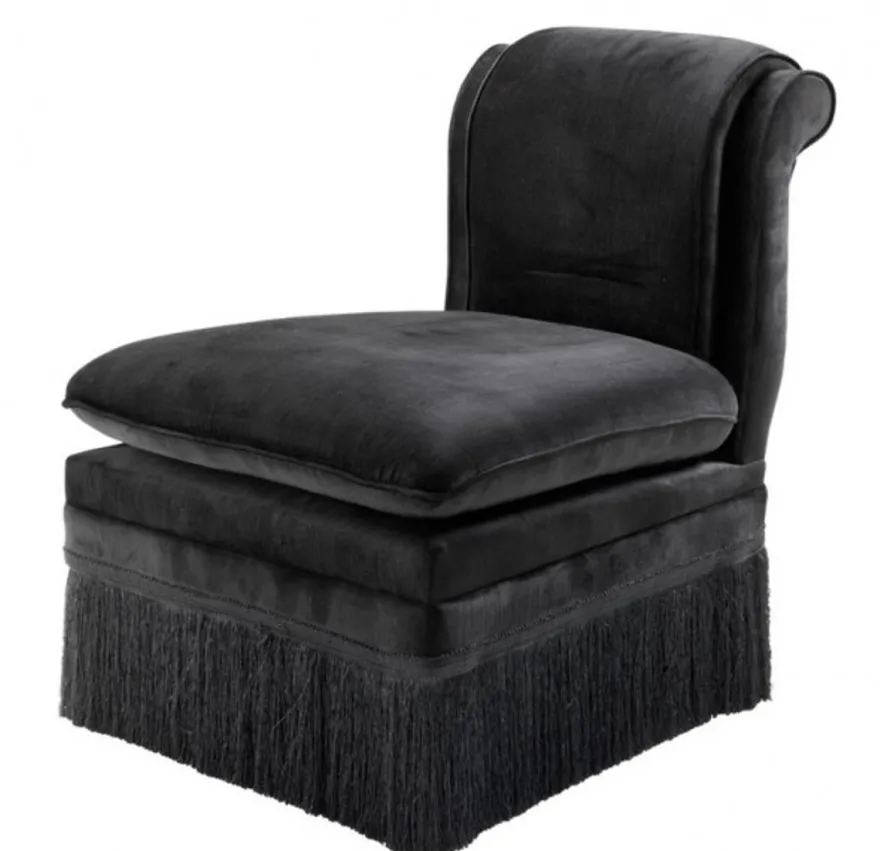 Casa Padrino Luxus Belle Epoche Sessel Schwarz - Jugendstil Art Deco Design - 54 x 76 x 74 cm